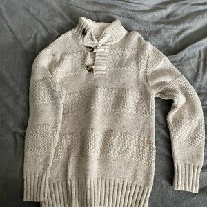 Cat & Jack Kids Cream Sweater with Button Collar